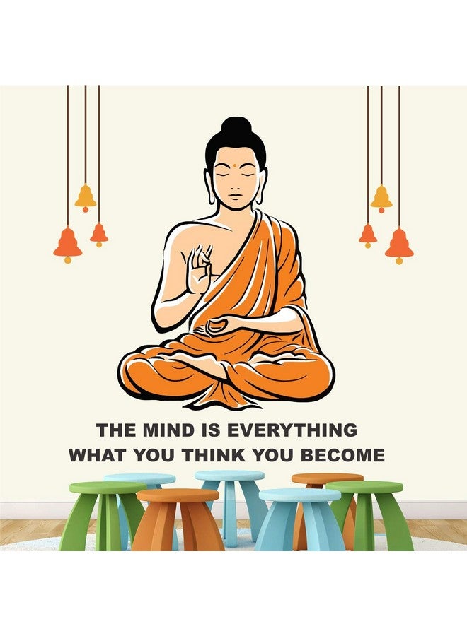 StickMe 'The Mind is Everything - What You Think You Become -Buddha - Office - Inspirational - Motivational - Quotes - Wall Sticker' -SM736 (Multi Colour, Vinyl - 95cm X 85 cm) - Image 1