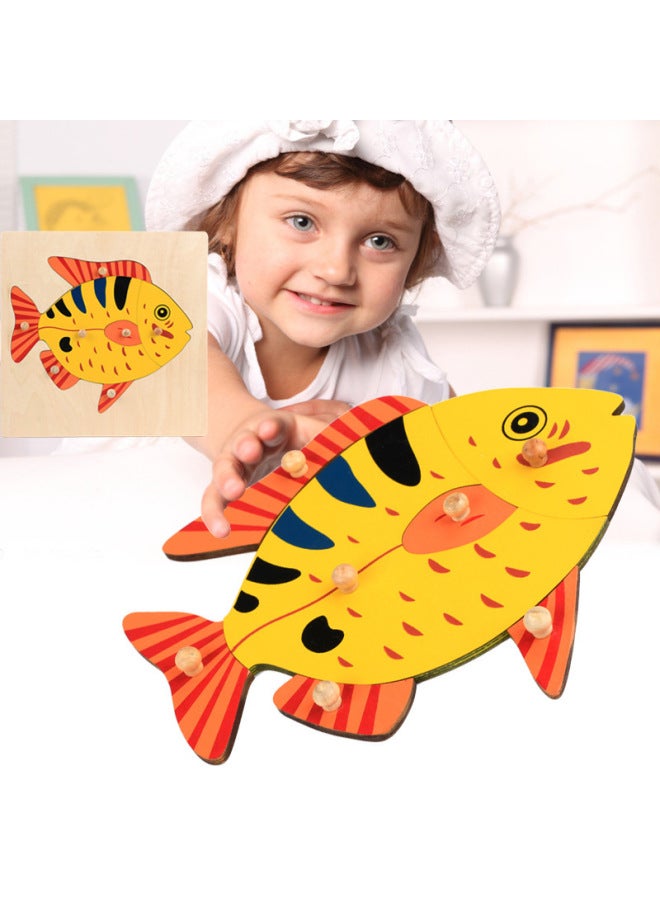 التعليم المبكر للأطفال، أظافر خشبية كبيرة تعليمية لرياض الأطفال وسائل تعليم مونتيسوري، ألغاز خشبية من خشب الزيزفون للحيوانات والنباتات - اللون: لوحة من خشب الزيزفون الحصان - Image 1