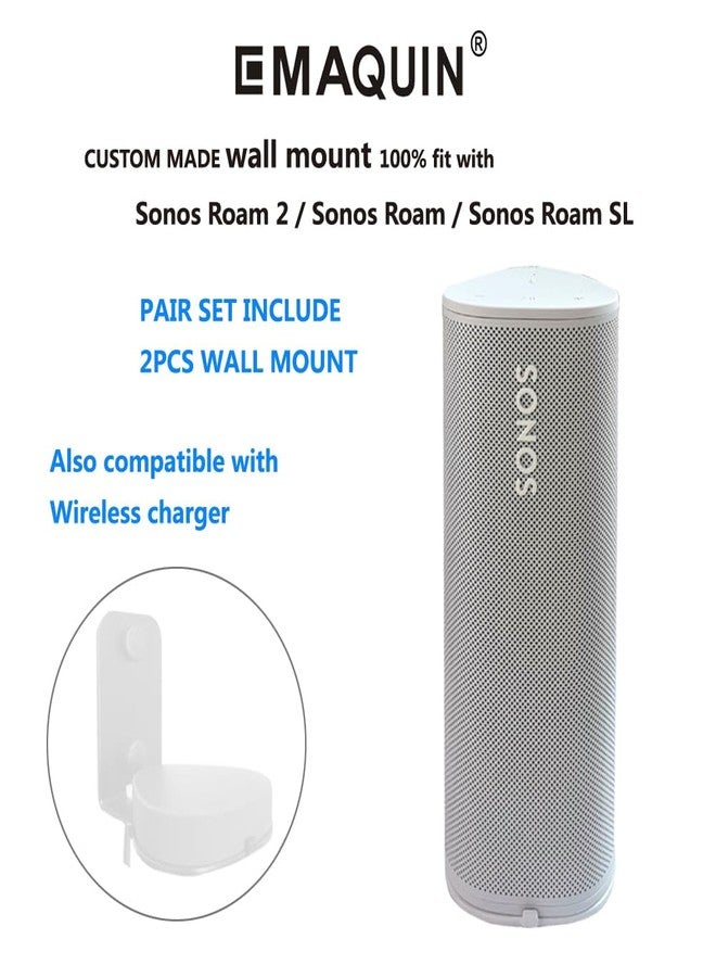 EMAQUIN Wall Mount Pair (2 Pieces) for Sonos Roam / Sonos Roam SL Speakers (Compatible with Sonos Roam and Sonos Roam SL, Wall Mount Pair, White) - Image 2