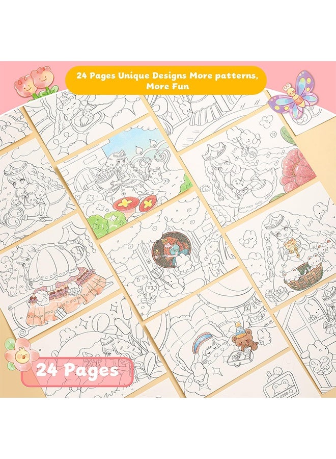 كتب تلوين مائية للأطفال من عمر 3-5 و4-8 سنوات - كتاب تلوين رائع للمراهقين، أنشطة فنية وحرفية للأطفال من عمر 3 إلى 8 سنوات فما فوق، هدية عيد ميلاد للبنات والأولاد، ألعاب سفر - أميرة - Image 3