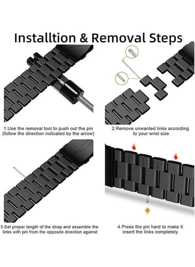 HablTech Straps Compatible with Huawei Watch Fit 3/Fit 4/Fit 4Pro Replacement Bands Metal Stainless Steel Business Wristband for Men Women Silver - Image 3