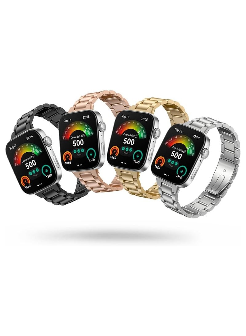 HablTech Straps Compatible with Huawei Watch Fit 3/Fit 4/Fit 4Pro Replacement Bands Metal Stainless Steel Business Wristband for Men Women Silver - Image 5