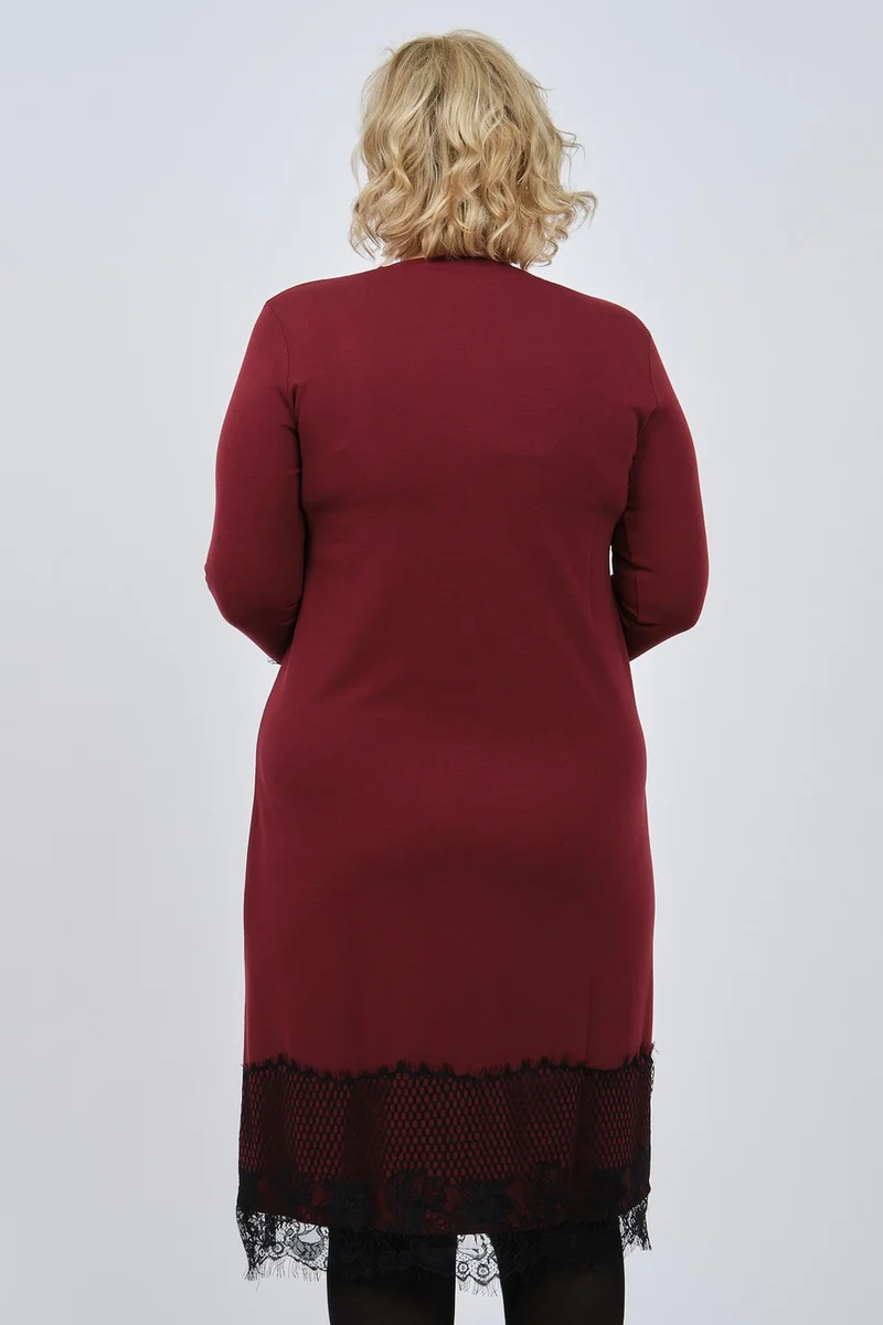 ديسين تريكو Pattern Knitwear Ced Women's Lace Detail Accessory Dress 47220585 Claret Red