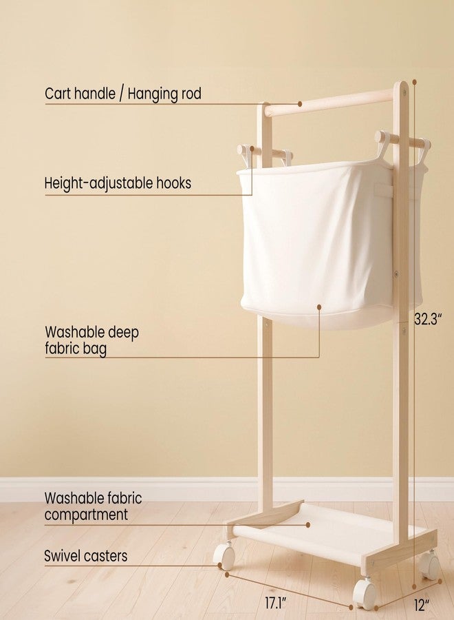 Woodtoe Baby Diaper Caddy Cart with Movable Storage Organizer, Natural Newborn Nursery Essentials, Mobile Utility Cart with Wheels for Nursery, Bedroom, Changing Table & Crib, Gifts for Baby Shower - Image 2