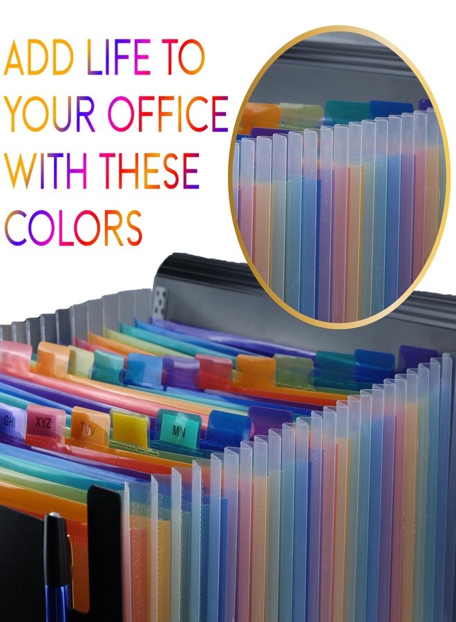 اس بي اس حافظة ملفات قابلة للتوسيع من SPS بحجم A4 - 24 جيبًا | أسود | سعة كبيرة | إغلاق مطاطي آمن | متينة ومقاومة للماء | تناسب مقاس A4 و Letter | منظم مستندات أكورديون - Image 5