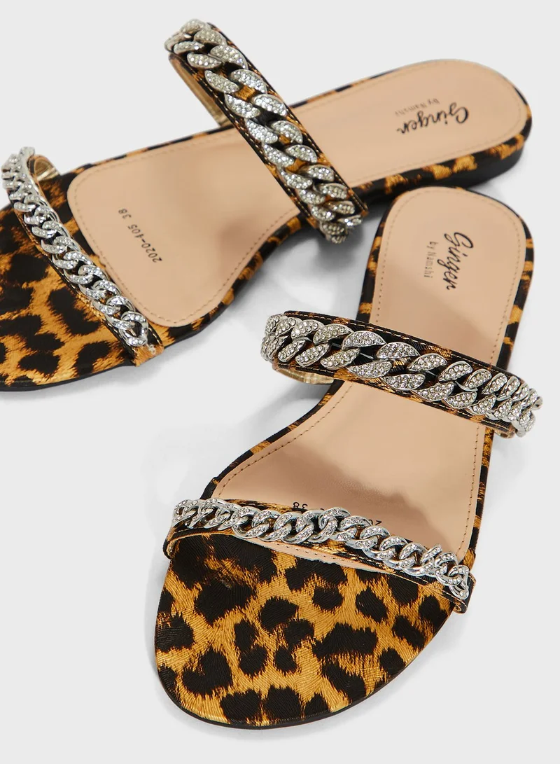 Ginger Chunky Chain Double Strap Sandals