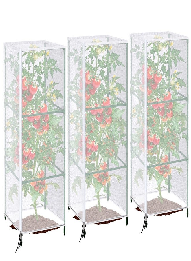 Purple Star 3 Pcs Garden Bird Netting Plant Cover for Square Tomato Cage, 59" x 17.7" Insect Bird Barrier Tomato Cage Net with Zipper & Drawstring, Tomato Trellis Netting Protection Cover for Protecting Plants - Image 1