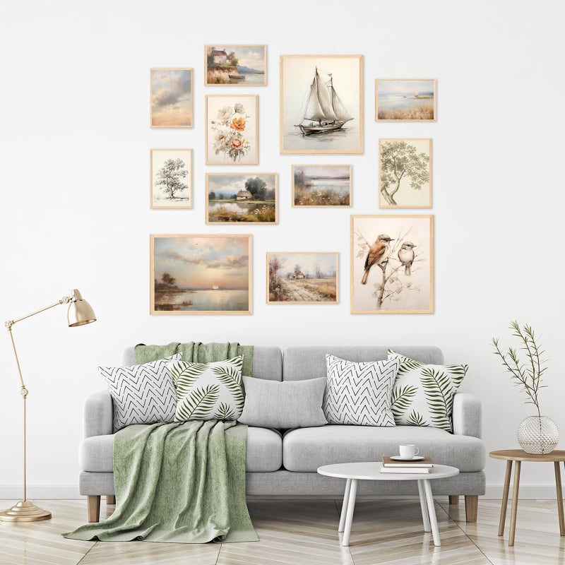 Aroutde Vintage Wall Art Prints Spring French Country Wall Decor Countryside Landscape Painting Canvas Wall Art French Farmhouse Pictures for Bedroom Living Room Gallery Wall Art Set of 12 (Unframed) - Image 5