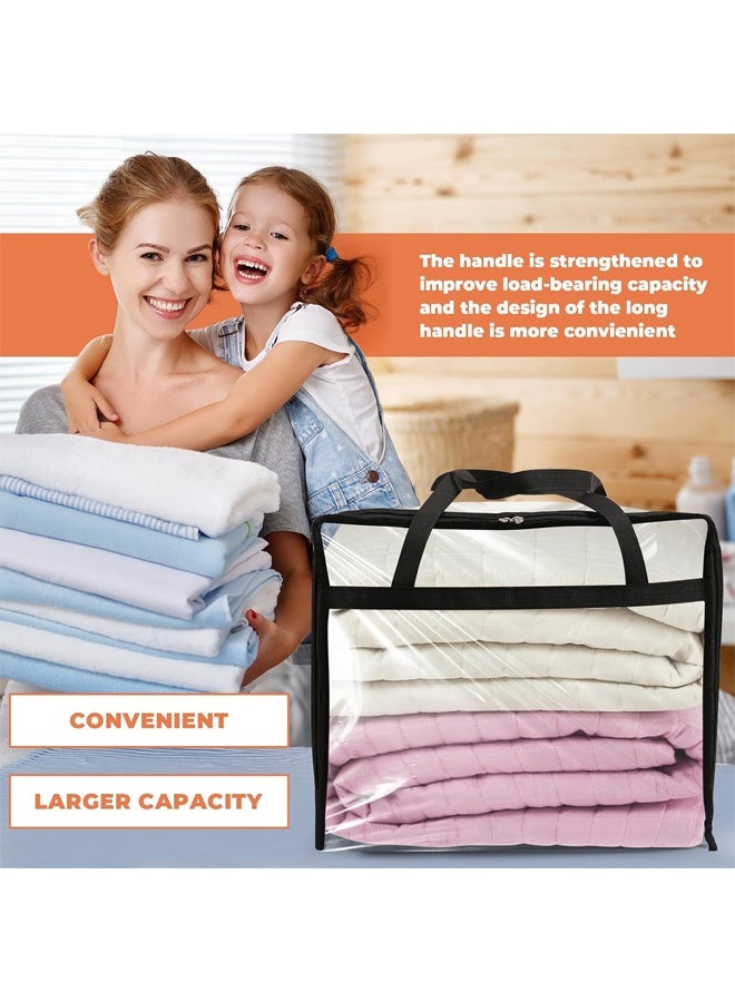 DUNISO 3 Pack Clear Plastic Storage Bags, 40L Clothes Storage Bag with Zipper，Foldable Moving Bags with Reinforced Handle，Waterproof and Dustproof, Sturdy and Durable，for Loft Wardrobe for Bedding Clothes Blanket Duvet，46*23*38cm - Image 4