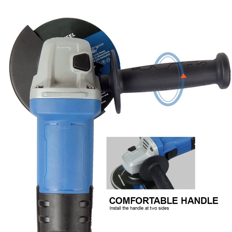 Angle Grinder 4-1/2" 750W 6 Amps 12000RPM Blue: 3-Position Anti-Vibration Side Handle - Safety Protection Cover & Fast Heat Dissipation Portable Grinder for Metal Cutting, Rust Removal, Home & Industr - Image 3