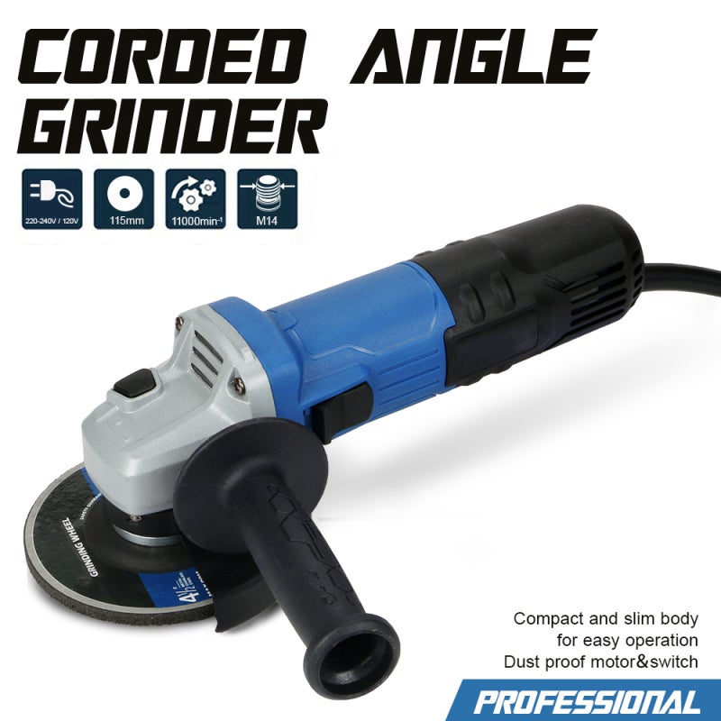 Angle Grinder 4-1/2" 750W 6 Amps 12000RPM Blue: 3-Position Anti-Vibration Side Handle - Safety Protection Cover & Fast Heat Dissipation Portable Grinder for Metal Cutting, Rust Removal, Home & Industr - Image 2