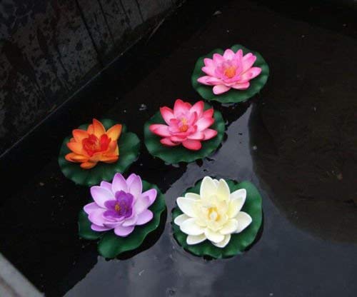 Coolkart Coolkart Floating Lotus Medium Multicolor Assorted Artificial Flower 7 inch Pack of 5  - Image 2