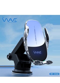 Wave 360° Rotation Automatic Clamping Wireless Car Charger With Mount Bracket Black and Silver Finish  - Image 2