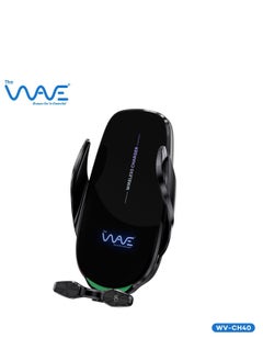 Wave 360° Rotation Automatic Clamping Wireless Car Charger With Mount Bracket Black and Silver Finish  - Image 1
