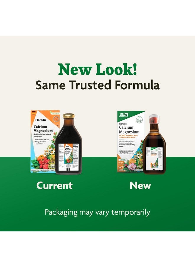 Floradix by Salus Calcium & Magnesium Liquid Herbal & Mineral Supplement - Organic Supplement with Vitamin D, Zinc & Magnesium Citrate - Support Bone Health - 17 oz - Image 1