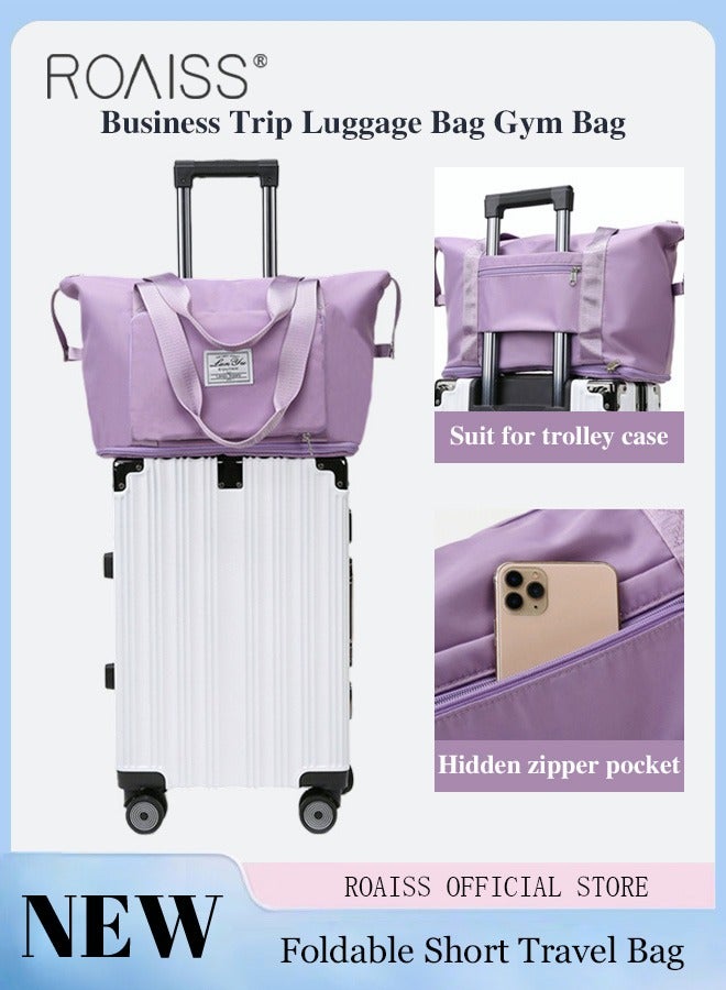 roaiss Women Foldable Travel Bag Ladies Short Trip Handbag Duffel Bag with Large Capacity Perfect for Travel Maternity and Business Ideal for Storing and Organizing Luggage and Gym Essentials Purple - Image 1