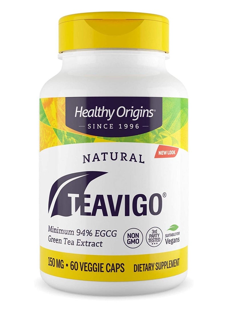 Healthy Origins TEAVIGO, Green Tea Extract, Minimum 94% EGCG, 150 mg - 60 Veggie Caps Dietary Supplement  - Image 1