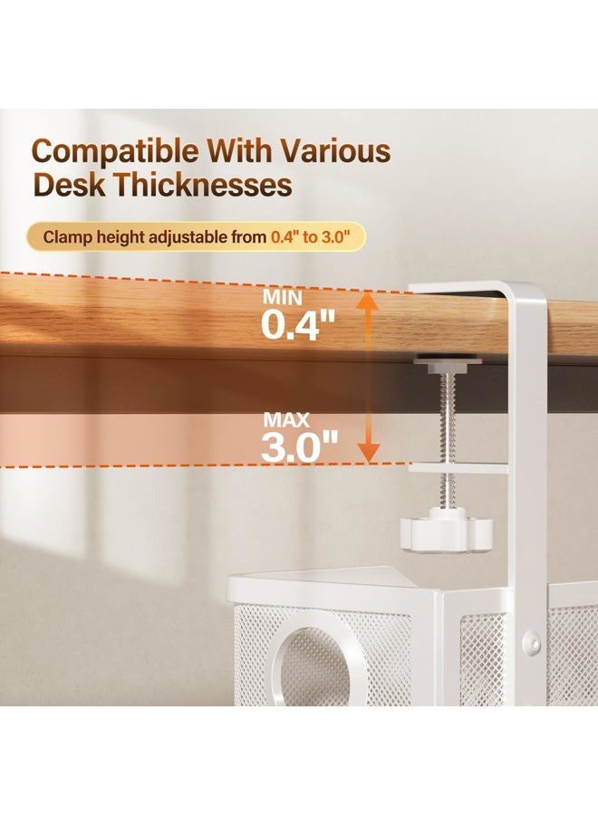 Cinati [Upgraded] Under Desk Cable Management Large, 16" Cable Management Box for Table Thickness up to 3", Wire Cord Organizer with Clamp No Drill, No Damage to Desk - Image 3