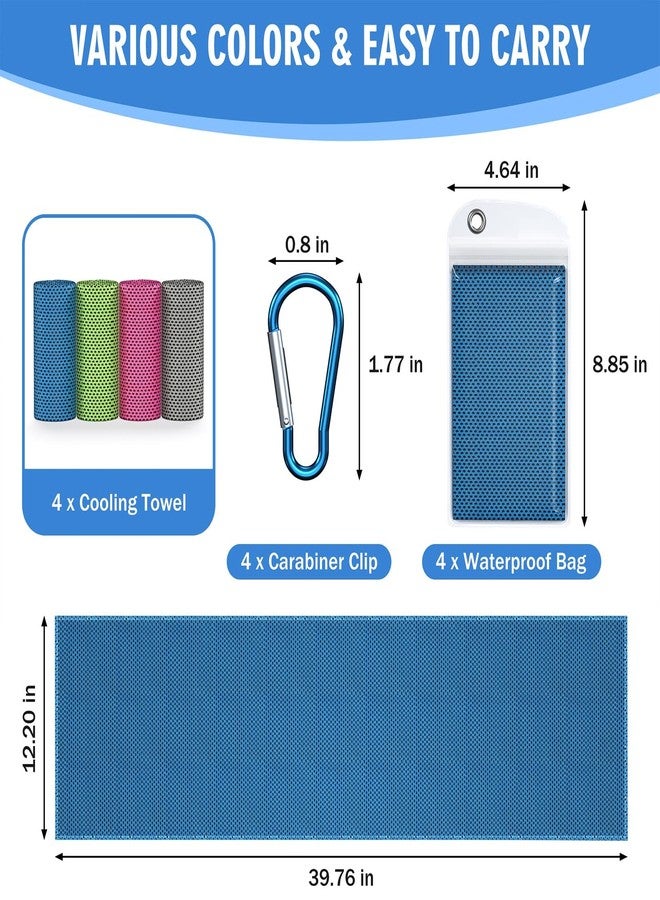 Hemndic 4 Pack 40"x12" Cooling Towels, Soft Breathable Ice Towel for Neck and Face, Microfiber Workout Towels for Gym Sweat, Chilly Sports Towel for Yoga, Golf, Running, Hiking & More Activities - Image 4