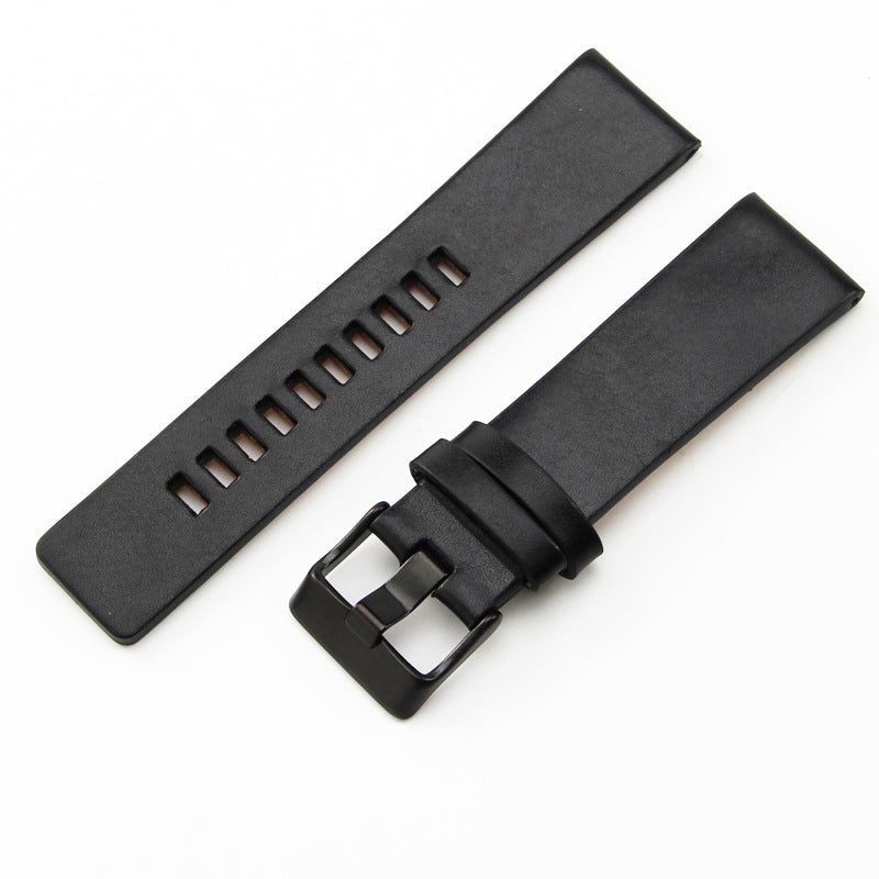 Generic Genuine Leather Strap for Men DZ1405 4323 Black-black buckle-K3 
