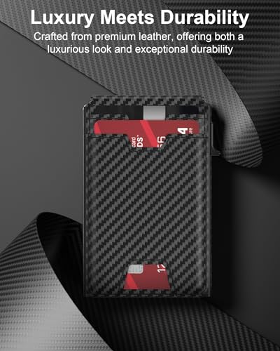 typecase محفظة رجال من تايب كيس: حافظة بطاقات قابلة للفتح، جلد طبيعي، حماية RFID، ذكية، نحيفة، بسيطة، رقيقة - سعة ١٣ بطاقة، نافذة هوية، حزام نقدي (ألياف كربونية) - Image 5