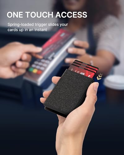 typecase محفظة رجال من تايب كيس: حافظة بطاقات قابلة للفتح، جلد طبيعي، حماية RFID، ذكية، نحيفة، بسيطة، رقيقة - سعة ١٣ بطاقة، نافذة هوية، حزام نقدي (ألياف كربونية) - Image 3