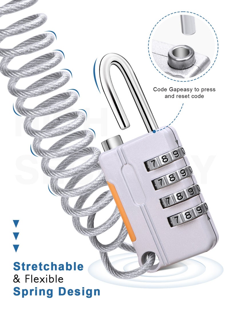هومار كيت قفل مجمع مكون من 4 أرقام مع كابل فولاذي، 3 عبوات قفل سلك أمان مقاوم للصدأ ومقاوم للماء مثالي للأمتعة، الخزانة الرياضية، صندوق الأدوات، السياج، الحقيبة - Image 2