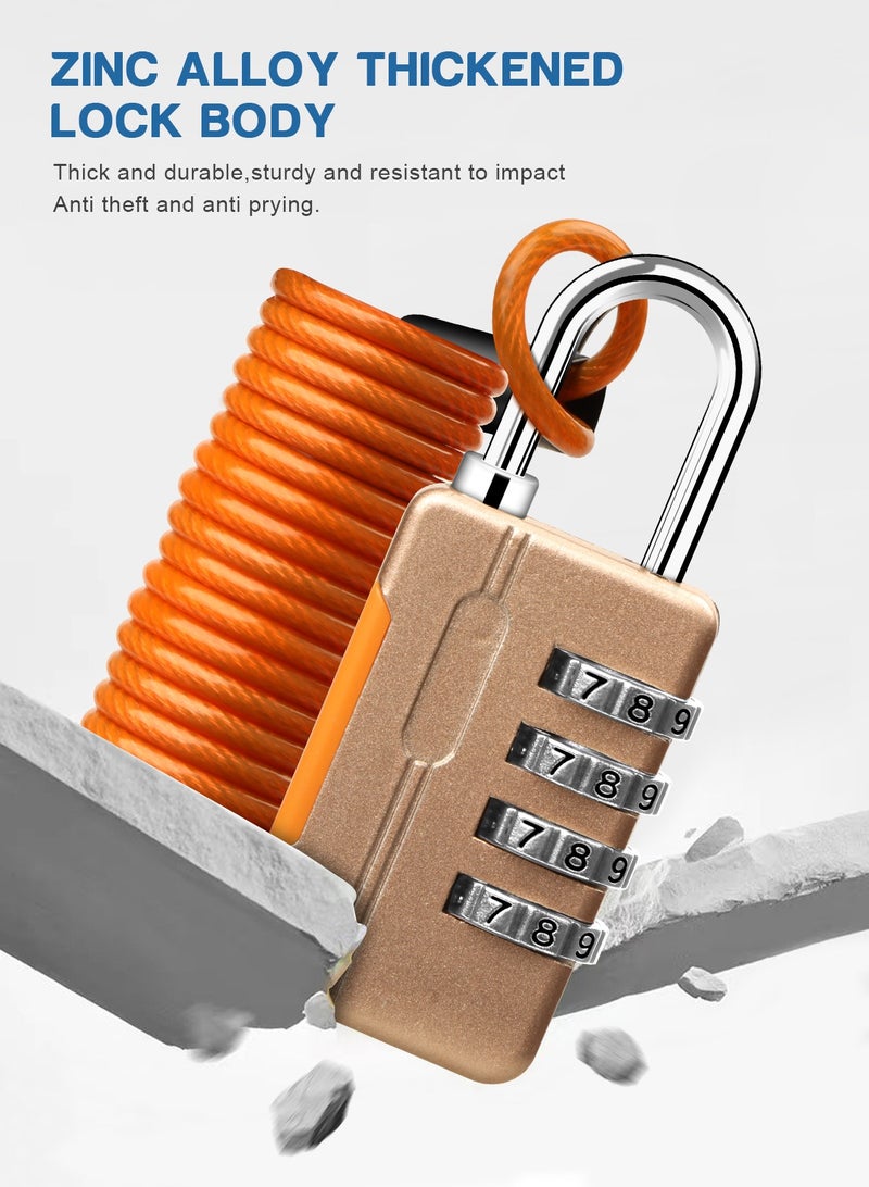 هومار كيت قفل مجمع مكون من 4 أرقام مع كابل فولاذي، 3 عبوات قفل سلك أمان مقاوم للصدأ ومقاوم للماء مثالي للأمتعة، الخزانة الرياضية، صندوق الأدوات، السياج، الحقيبة - Image 4