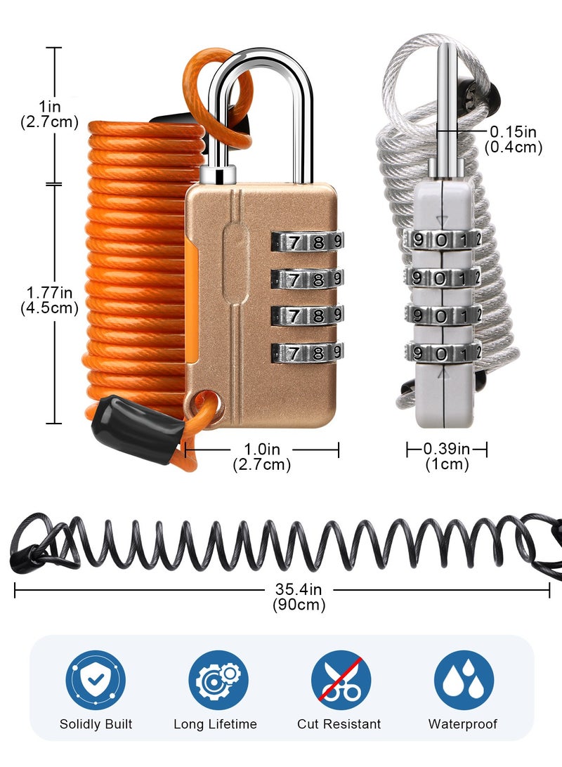 هومار كيت قفل مجمع مكون من 4 أرقام مع كابل فولاذي، 3 عبوات قفل سلك أمان مقاوم للصدأ ومقاوم للماء مثالي للأمتعة، الخزانة الرياضية، صندوق الأدوات، السياج، الحقيبة - Image 3