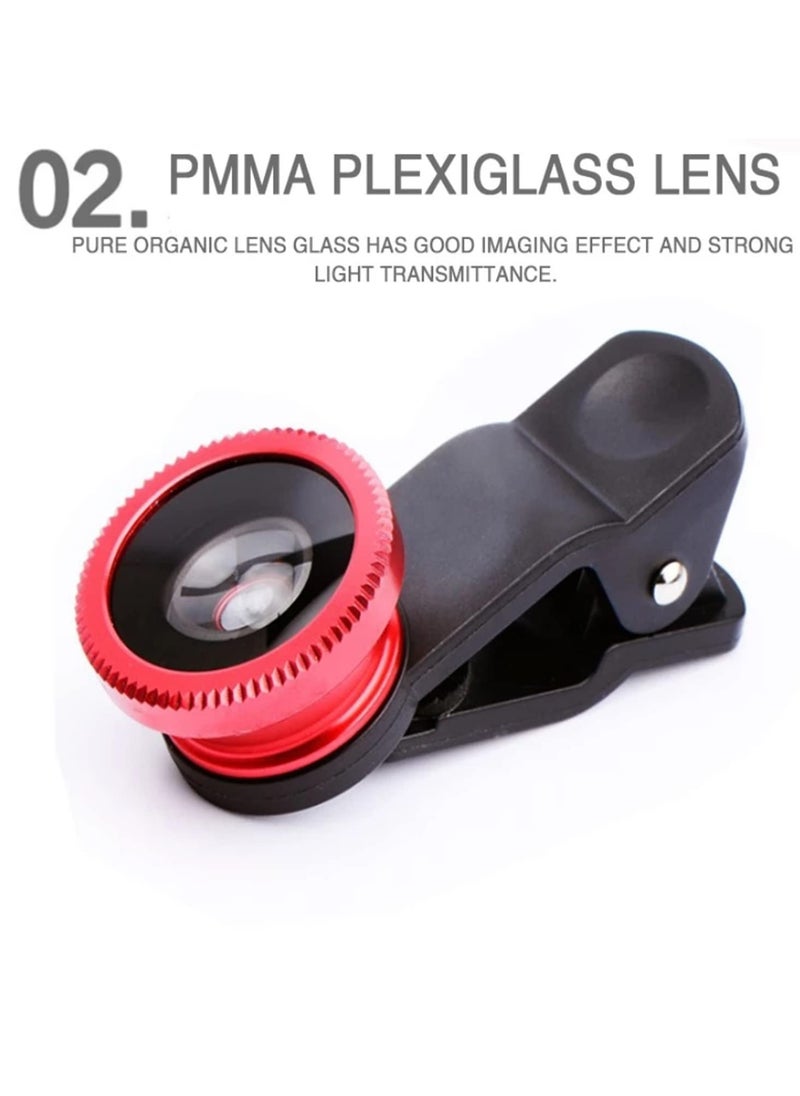 3 in 1 Wide Angle Macro Fisheye Lens Kit for iPhone for Samsung All Smartphones HD Optical Glass 067x Clip On Mobile Phone Camera Lenses for Close Up Photos Landscapes and Group Shots