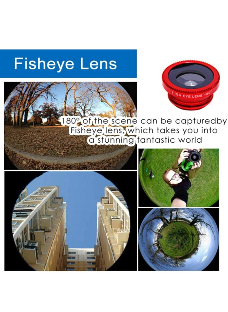 3 in 1 Wide Angle Macro Fisheye Lens Kit for iPhone for Samsung All Smartphones HD Optical Glass 067x Clip On Mobile Phone Camera Lenses for Close Up Photos Landscapes and Group Shots