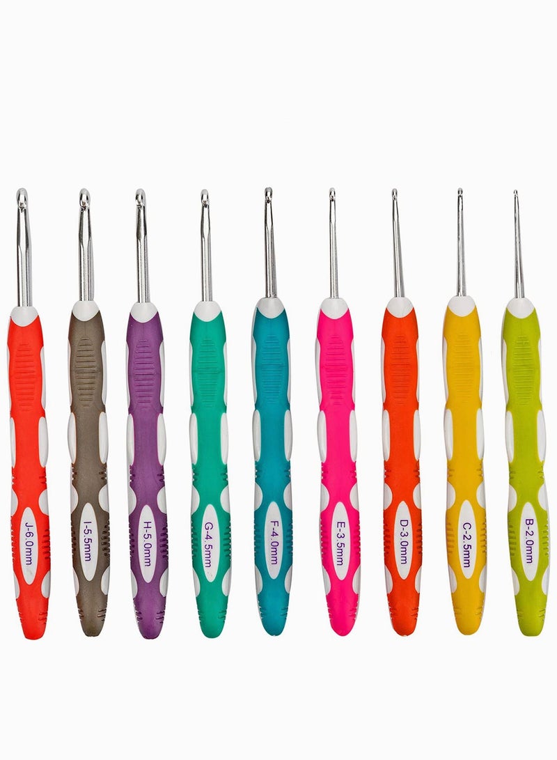 SYOSI Crochet Hook Longer Ergonomic Crochet Hook Set Smooth Soft Grip Handles Crochet Needles Knitting Needles For Arthritic Hands Beginners And Experienced Crocheter 9 Pieces - Image 1