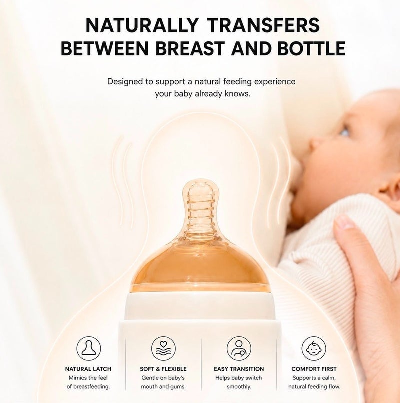 نت يونغ نيدس Neat Young Needs رضاعة أطفال سيليكون فاخرة سعة 300 مل، لعمر 6 أشهر فأكثر، بنظام التغذية بالجاذبية، تغذية 360°، سيليكون مخصص لملامسة الغذاء، خالية من BPA - Image 5