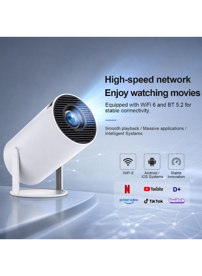Mini Smart Projector Native 720P Support 1080P HD, Portable Rotatable Home Theater Projector with WiFi Bluetooth, Built-in Speaker, Compatible with Phone Laptop Media Stick for Bedroom Outdoor Movie Night - Image 2