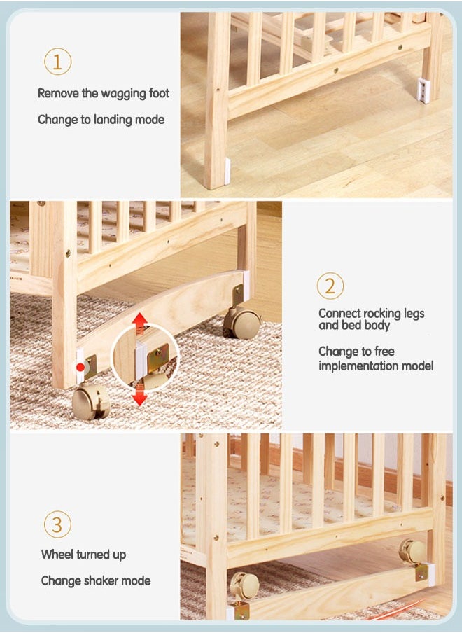 oldlaiben - 3-in-1 Convertible Crib Converts from Baby Crib to Toddler Bed and Daybed Convertible Crib Toddler Guard Rail Lasting Quality Made of Solid Hardwood - Image 1