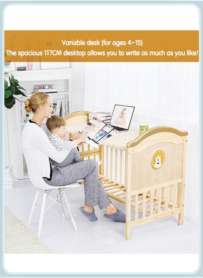 oldlaiben - 3-in-1 Convertible Crib Converts from Baby Crib to Toddler Bed and Daybed Convertible Crib Toddler Guard Rail Lasting Quality Made of Solid Hardwood - Image 1