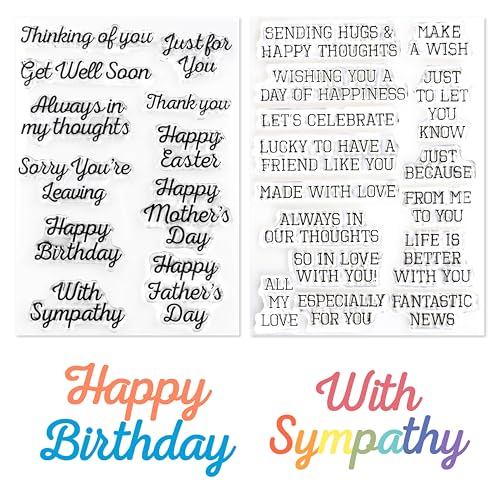 Desecraft 26pcs Words Clear Stamps for Card Making Sentiment Transparent Stamp with Scripture Greeting Words Pattern for DIY Scrapbooking Journal Card Making Scrapbooking Embossing Album Decor - Image 1