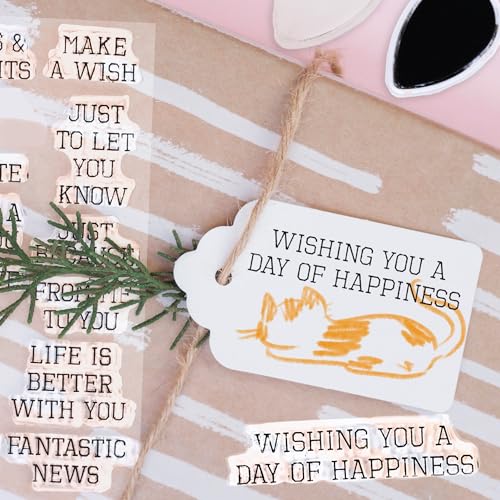 Desecraft 26pcs Words Clear Stamps for Card Making Sentiment Transparent Stamp with Scripture Greeting Words Pattern for DIY Scrapbooking Journal Card Making Scrapbooking Embossing Album Decor - Image 5