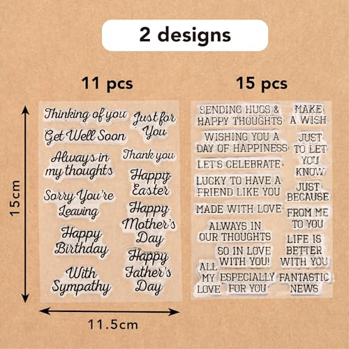 Desecraft 26pcs Words Clear Stamps for Card Making Sentiment Transparent Stamp with Scripture Greeting Words Pattern for DIY Scrapbooking Journal Card Making Scrapbooking Embossing Album Decor - Image 3
