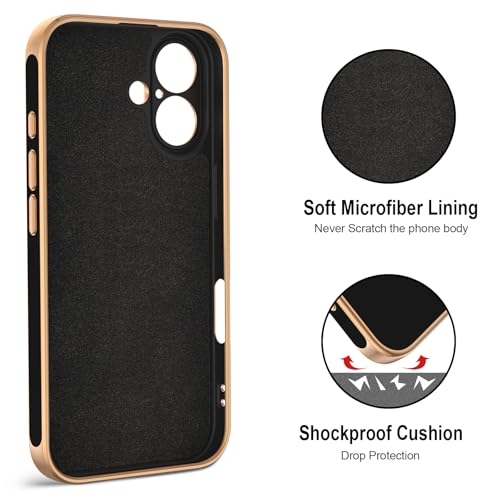 Hython for iPhone 16 Case with Ring Stand, 360° Rotatable Ring Holder Magnetic Kickstand, Plating Rose Gold Edge Soft Cover Protective Phone Case for iPhone 16 6.1", Black - Image 3