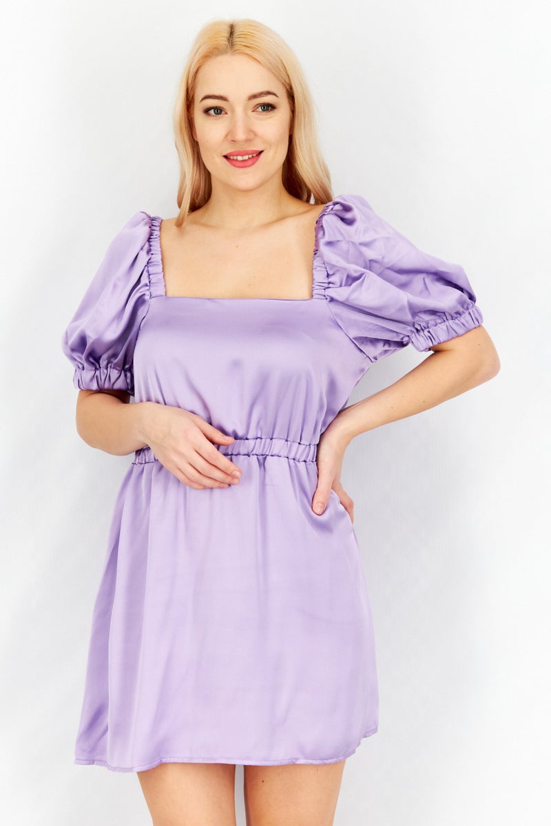 Flounce London فستان ميني بسيط للنساء، لافندر - Image 1