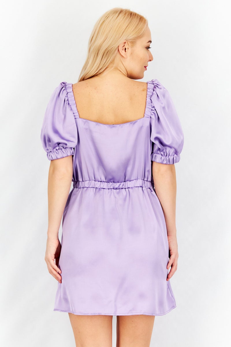 Flounce London فستان ميني بسيط للنساء، لافندر - Image 2