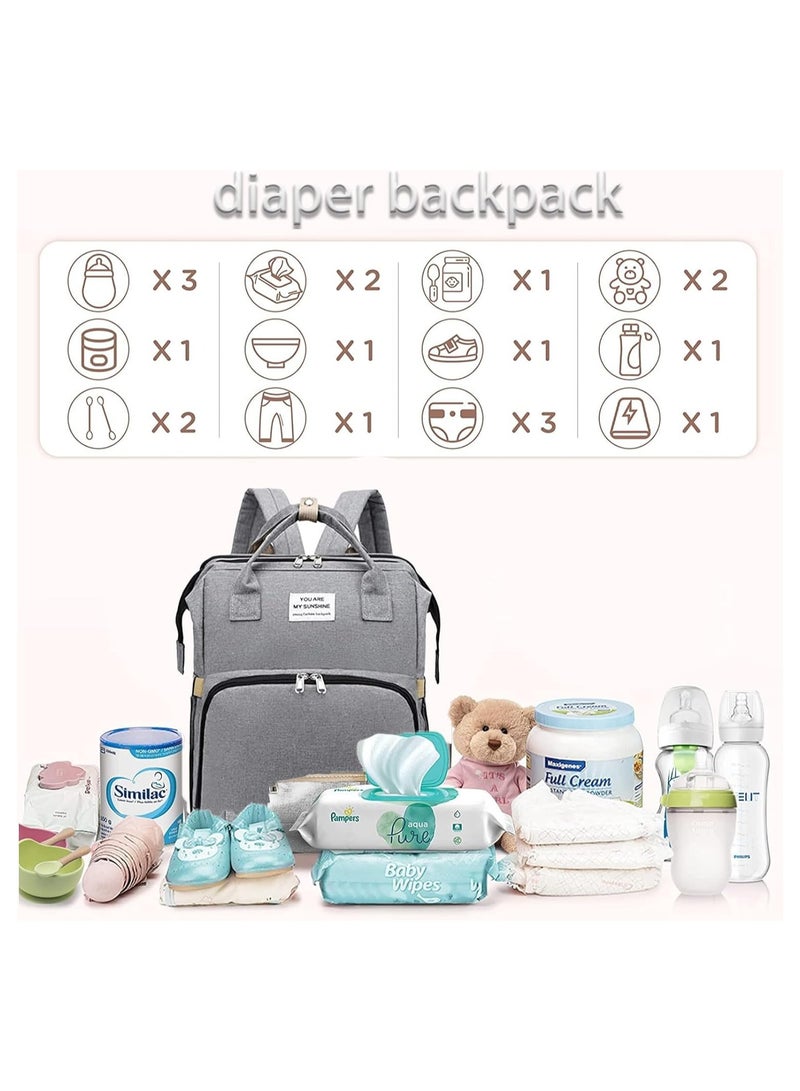 SOLARAE Diaper Bag Backpack, Multifunction Travel Baby Changing Bag, Multifunction Waterproof Travel Back Pack for Moms Dads, Newborn Baby Essential Gifts, Versatile Diaper Changing Station(Grey)(1 Pack) - Image 5