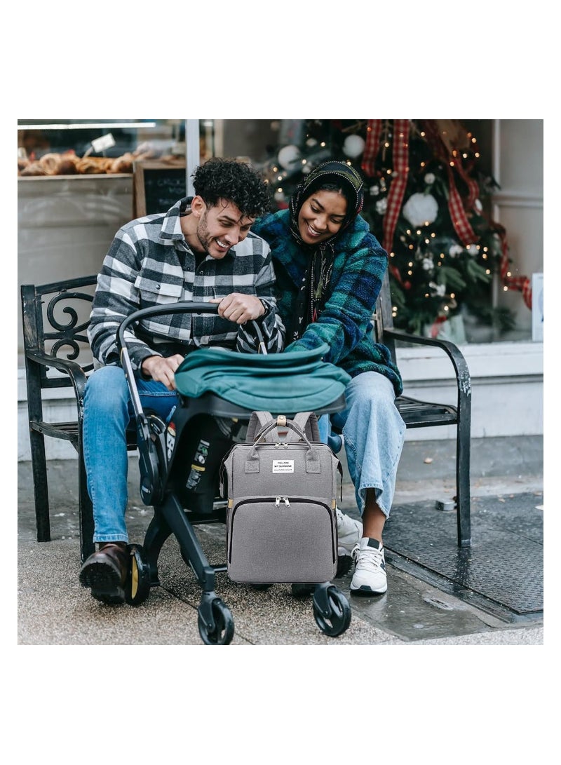 SOLARAE Diaper Bag Backpack, Multifunction Travel Baby Changing Bag, Multifunction Waterproof Travel Back Pack for Moms Dads, Newborn Baby Essential Gifts, Versatile Diaper Changing Station(Grey)(1 Pack) - Image 4