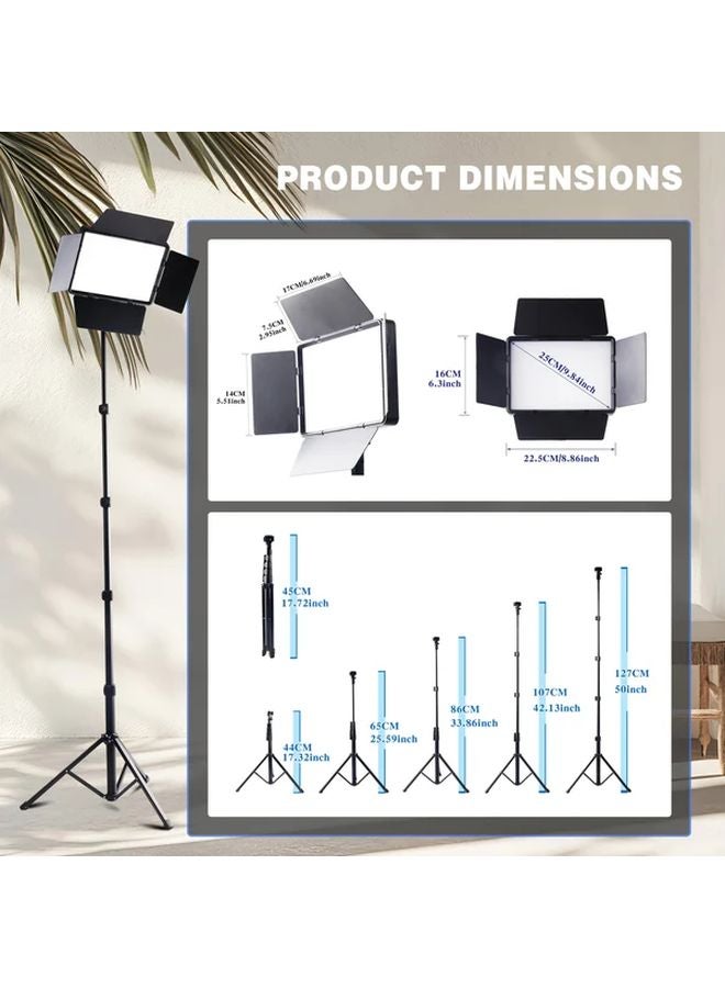 مجموعة إضاءة التصوير الأسود أضواء الاستوديو 52-63 بوصة حامل ثلاثي قابل للتعديل ضوء LED قابل للتعتيم - Image 3