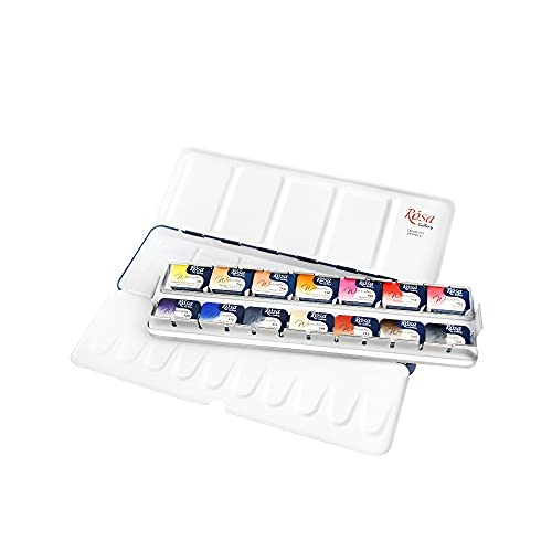 Rosa Gallery Watercolor Paint Set, 'Portrait' palette full pans 14 colors metal case, extra fine professional watercolours - Image 4
