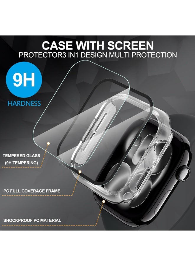 Wechdo Waterproof Case with Screen Protector for Apple Watch Series 11/10 46mm, Built-in Tempered Glass Film Hard PC Bumper Full Protective Cover-Clear - Image 5