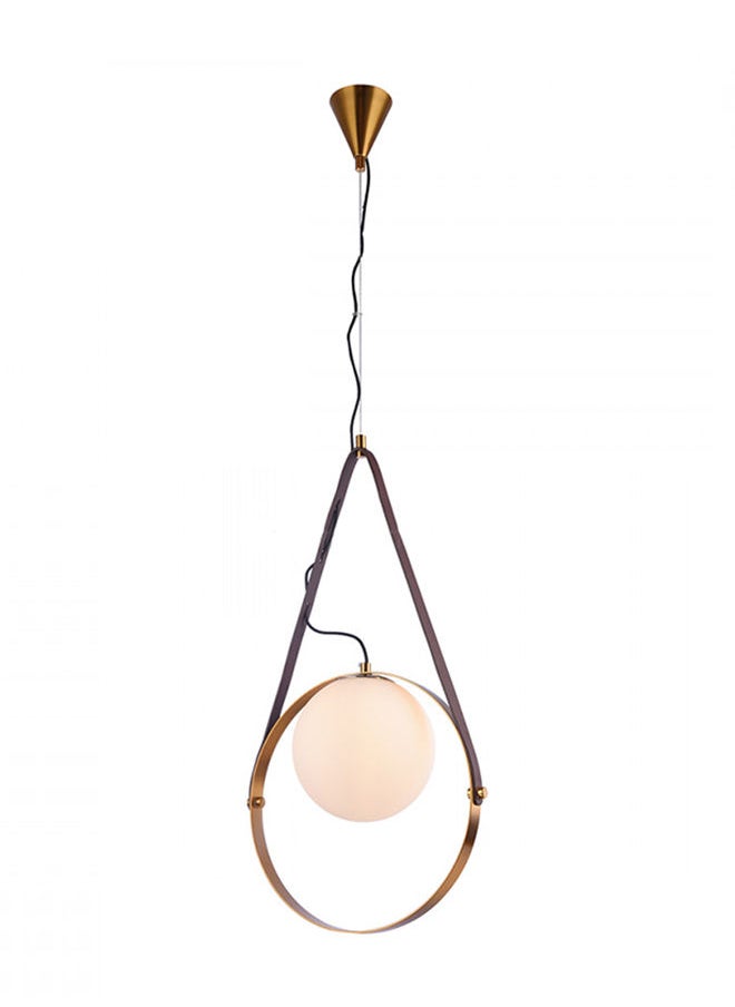 AL SALHIYA LIGHTING Modern Che Single Opal Glass Ball Vintage Hoop Pendant Light - Bronze 