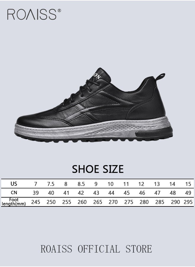 roaiss - Men's Casual Shoes, High Quality Oxford Comfort Genuine Leather Loafers Outdoor Flat Non-slip Sport Walking Shoes, Pair With Jeans Jacks Coat Colorblock Sneakers - Image 1