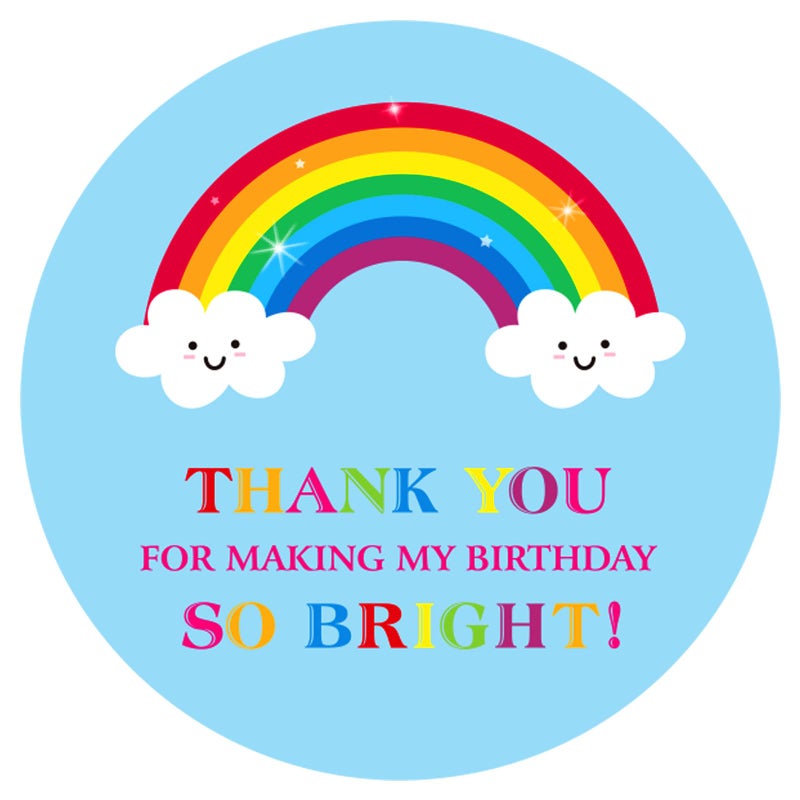 joycraft 60Pcs Rainbow Thank You Stickers 2In SelfAdhesive Round Birthday StickersPersonalized Blue Gift Labels for Envelope Seals Gift Wrapping Party Favor Bags Weddings and Baby Shower